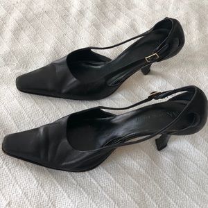 Leather cutout heels